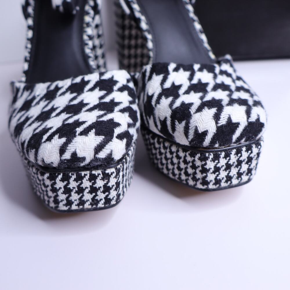 NEW YORK & COMPANY Laylani Houndstooth Heeled Platform Sandals NIB Women's 7.5 - Picture 2 of 8